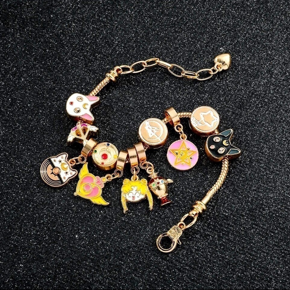 Gold Plated Sailor Moon Themed Bracelet - Picture 2 of 5